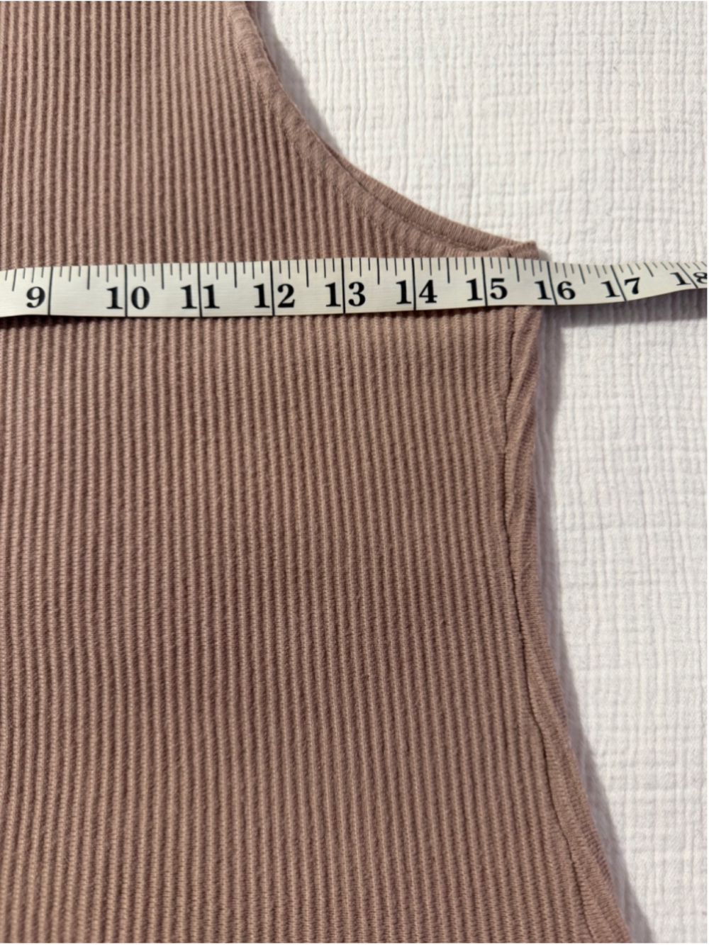 Marled Taupe Ribbed High Neck Sleeveless Knit Tank Top Large - Picture 4 of 7